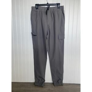Zyia Active Pants Mens M Gray Stretch Athletic Joggers Zipper Cuffs Pockets